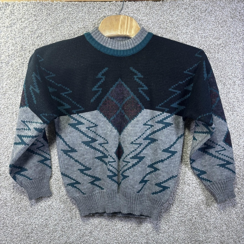 Vintage Michael Gerald Sweater Mens Medium Multicolor Geometric Crewneck‎ 90s